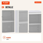 3-Tier Auxiliary Storage Unit with Mesh Doors and Adjustable Shelf Modern Kitchen Sideboard for Living Room 80x37x92 cm  — Infografia ES (detalhe)