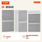 3-Tier Auxiliary Storage Unit with Mesh Doors and Adjustable Shelf Modern Kitchen Sideboard for Living Room 80x37x92 cm  — Infografia PT (detalhe)
