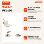 Conjunto de 2 Bancos de Bar Bancos Giratórios com Altura Ajustável Encosto Apoio para os Pés Estofados em Tecido Tipo Li — Infografia PT (vantagens)