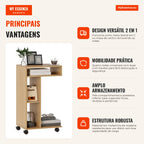 C-Shaped Side Table with Wheels and Open Compartments 40x30x69 cm HOMCOM — Infografia PT (vantagens)