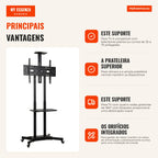 Suporte para TV com Rodas para Televisores de 32-75 Polegadas, Altura Ajustável, Rodas com Travão, VESA máx. 400 x 600 m — Infografia PT (vantagens)