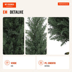 Planta Artificial Cipreste, 638 Folhas de Plástico, com Vaso, Resistente aos Raios UV, Verde — Infografia PT (detalhe)