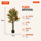 Artificial Plant 120 cm Decorative Plant with Pot and Leaves for Interior Home Office Living Room Multicolor — Infografia PT (medidas)