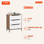 3-Drawer Fabric Chest of Drawers for Bedroom Diamond Pattern Front Storage Unit for Living Room Office Closet 59.5x30x73 — Infografia PT (medidas)