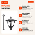 Solar Garden Lamp with IP44 Protection LED Lights for Outdoor Patio Balcony 15x15x120 cm Black — Infografia PT (vantagens)