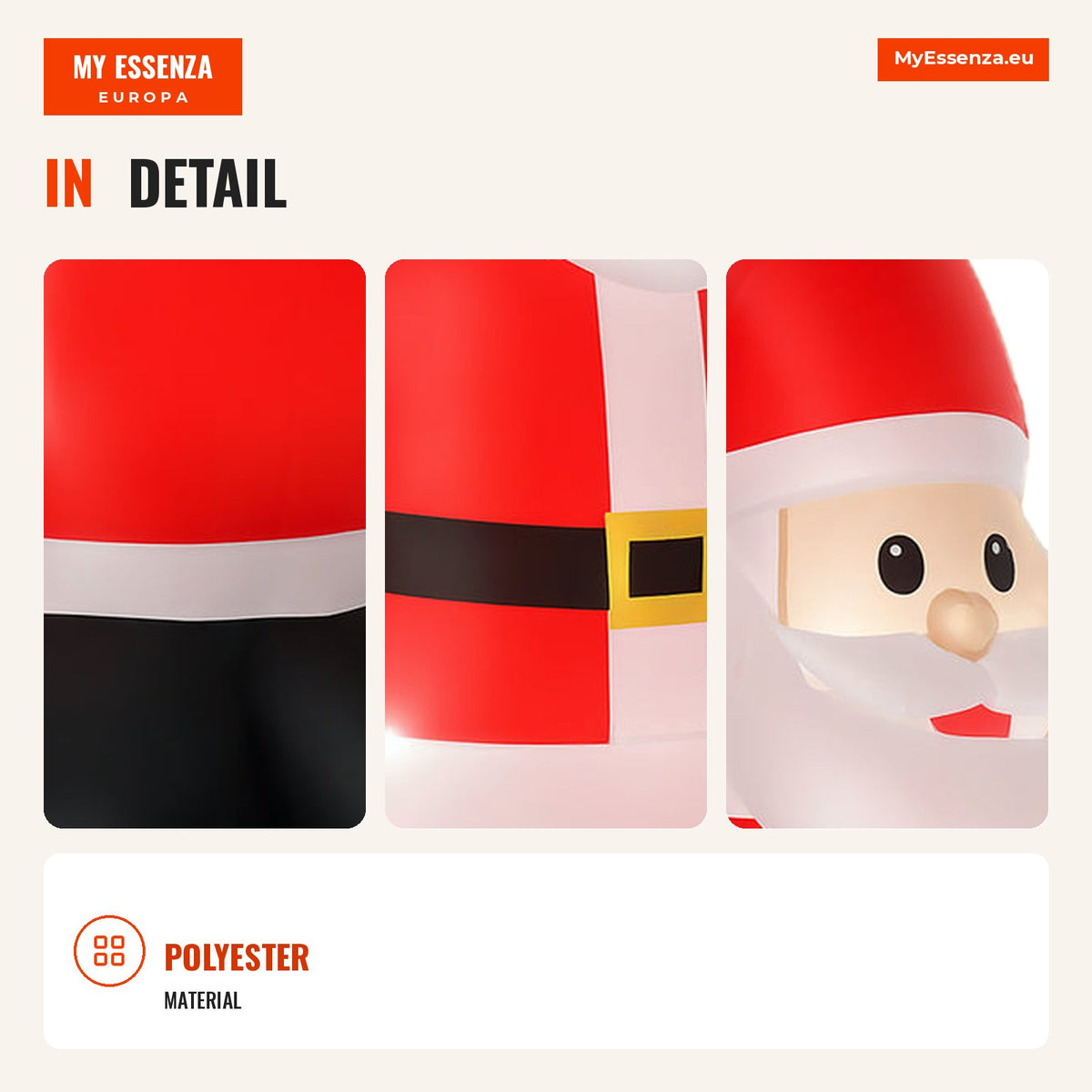 Inflatable Santa Claus with Gift Sack 3 LED Lights IP44 and Electric Inflator Christmas Decoration for Indoor and Outdoo — Infografia EN (detalhe)