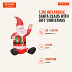 1.2m Inflatable Santa Claus with Gift Christmas Decoration LED Lighting 70x50x120cm Multicolor — Infografia EN (medidas)