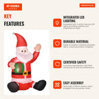 1.2m Inflatable Santa Claus with Gift Christmas Decoration LED Lighting 70x50x120cm Multicolor — Infografia EN (vantagens)