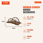Wooden Garden Bridge Decorative Bridge with 150 kg Max Load and Semi-Circle Handrails 100x50x37 cm Brown — Infografia EN (medidas)