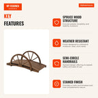 Wooden Garden Bridge Decorative Bridge with 150 kg Max Load and Semi-Circle Handrails 100x50x37 cm Brown — Infografia EN (vantagens)