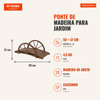 Wooden Garden Bridge Decorative Bridge with 150 kg Max Load and Semi-Circle Handrails 100x50x37 cm Brown — Infografia PT (medidas)