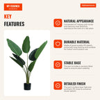 Artificial Palm Plant with Pot 7 Leaves for Indoor and Outdoor Ø15x120cm Green — Infografia EN (vantagens)
