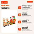 Inflatable Santa with Sleigh and Reindeer LED Lights Outdoor Decoration 240x57x112cm — Infografia PT (vantagens)