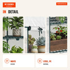 Garden Greenhouse with 4 Shelves and PE Cover Steel Greenhouse 69x50x165 cm White — Infografia EN (detalhe)