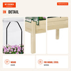 Elevated Wooden Vertical Garden 121x55x117cm with Protective Cover Outsunny — Infografia EN (detalhe)