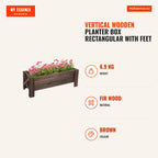 Vertical Wooden Planter Box Rectangular with Feet for Flowers Plants Cultivation 100x36.5x36cm Brown — Infografia EN (medidas)