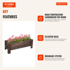 Vertical Wooden Planter Box Rectangular with Feet for Flowers Plants Cultivation 100x36.5x36cm Brown — Infografia EN (vantagens)