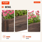 Vertical Wooden Planter Box Rectangular with Feet for Flowers Plants Cultivation 100x36.5x36cm Brown — Infografia EN (detalhe)