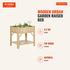 Wooden Urban Garden Raised Bed with 6 Compartments and Bottom Shelf for Plants and Flowers Outdoor Terrace Garden Capaci — Infografia EN (medidas)