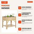 Wooden Urban Garden Raised Bed with 6 Compartments and Bottom Shelf for Plants and Flowers Outdoor Terrace Garden Capaci — Infografia PT (vantagens)