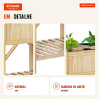 Wooden Urban Garden Raised Bed with 6 Compartments and Bottom Shelf for Plants and Flowers Outdoor Terrace Garden Capaci — Infografia PT (detalhe)