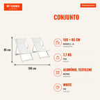 Set of 2 Folding Aluminium Garden Sun Loungers with 5-Position Adjustable Backrest and Headrest for Terrace Patio Outdoo — Infografia PT (medidas)