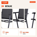 Set of 2 Folding Outdoor Chairs with Armrests, Textilene and Metal, 110 kg Load, 58x64x94 cm, Black — Infografia PT (detalhe)