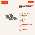 Set of 2 Ergonomic S-Shaped Folding Sun Loungers with Aluminium Frame and Textilene for Pool, Patio, Garden & Balcony 16 — Infografia PT (medidas)