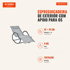 Outdoor Recliner Chair with Armrests and Rattan Effect for Garden Terrace Patio Load 160kg 61x160x79cm Grey — Infografia PT (medidas)