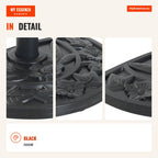 Semicircular Parasol Base 9 kg, Fits Poles 35mm, 38mm, 48mm, Cement Filled for Balcony Patio 50x32x32cm Black — Infografia EN (detalhe)