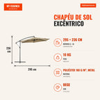 Offset Parasol Ø295x236 cm Manual Crank UV30+ Protection Ventilated Canopy Cross Base 6 Metal Ribs Garden Balcony Patio  — Infografia PT (medidas)