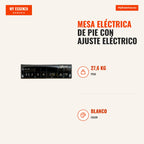 Mesa eléctrica de pie con ajuste eléctrico de altura y 4 teclas de memoria para casa y oficina 140x70x72-116 cm blanco y — Infografia ES (medidas)