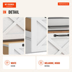 Office Cabinet with 2 Drawers, Filing Cabinet with Printer Stand 40x40x71 cm White — Infografia EN (detalhe)