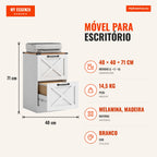 Office Cabinet with 2 Drawers, Filing Cabinet with Printer Stand 40x40x71 cm White — Infografia PT (medidas)