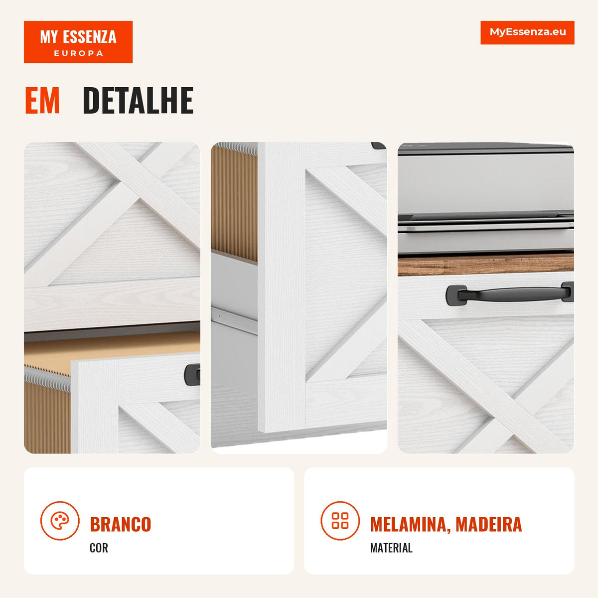 Office Cabinet with 2 Drawers, Filing Cabinet with Printer Stand 40x40x71 cm White — Infografia PT (detalhe)