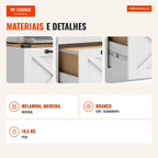 Office Cabinet with 2 Drawers, Filing Cabinet with Printer Stand 40x40x71 cm White — Infografia PT (materiais e detalhes)