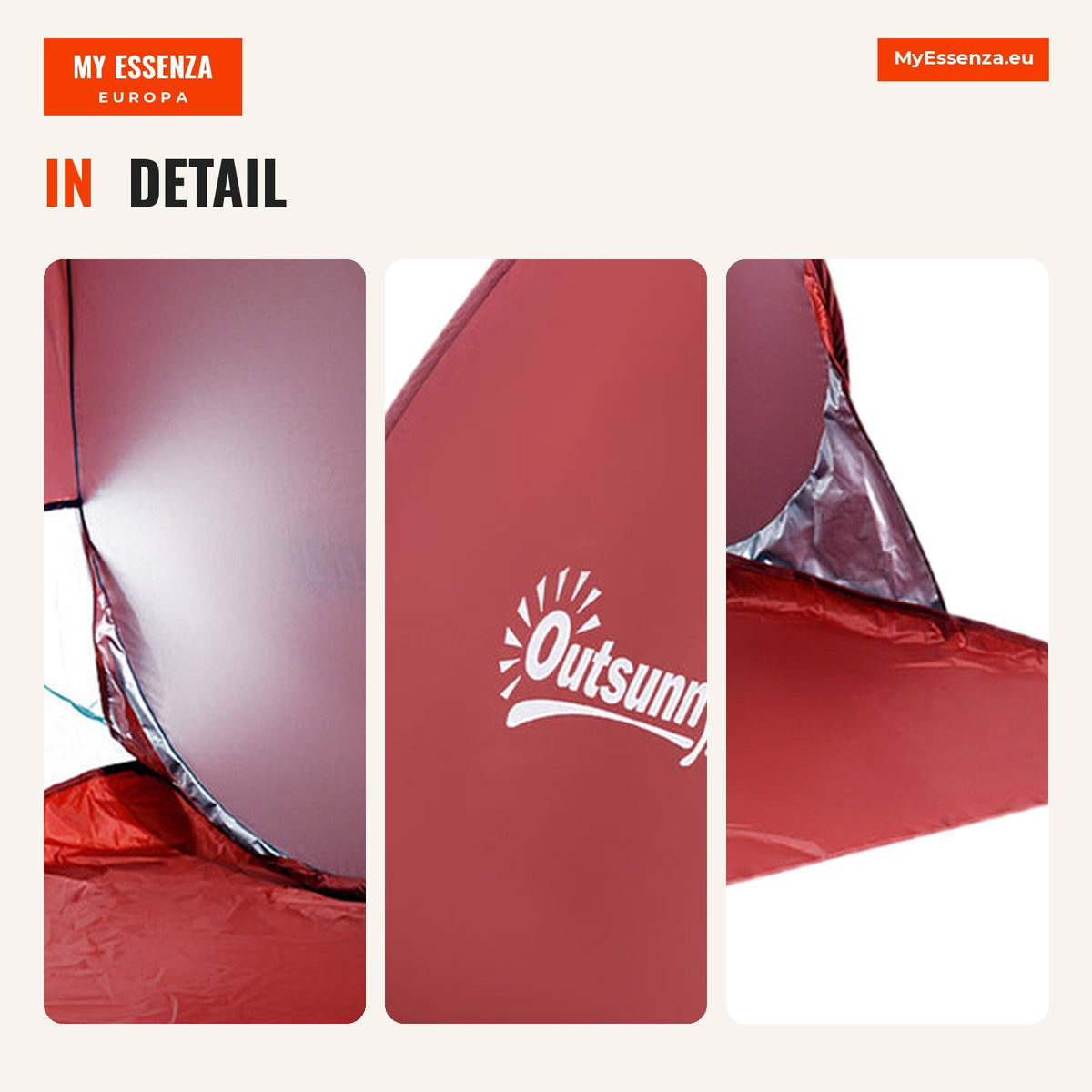 Portable Pop-up Tent with UV Protection for Beach & Camping — Infografia EN (detalhe)