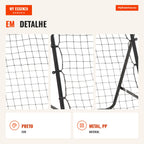 Metal Rebound Net with Adjustable Angle and 20 Elastic Cords for Football Tennis Baseball Training 96x80x96 cm Black — Infografia PT (detalhe)