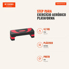 Step para Exercício Aeróbico Plataforma Step com Altura Ajustável em 3 Níveis com Carga Máxima 150kg para Exercício em A — Infografia PT (medidas)