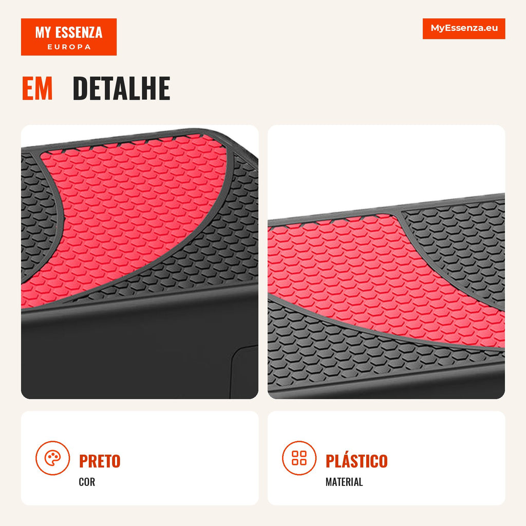 Step para Exercício Aeróbico Plataforma Step com Altura Ajustável em 3 Níveis com Carga Máxima 150kg para Exercício em A — Infografia PT (detalhe)