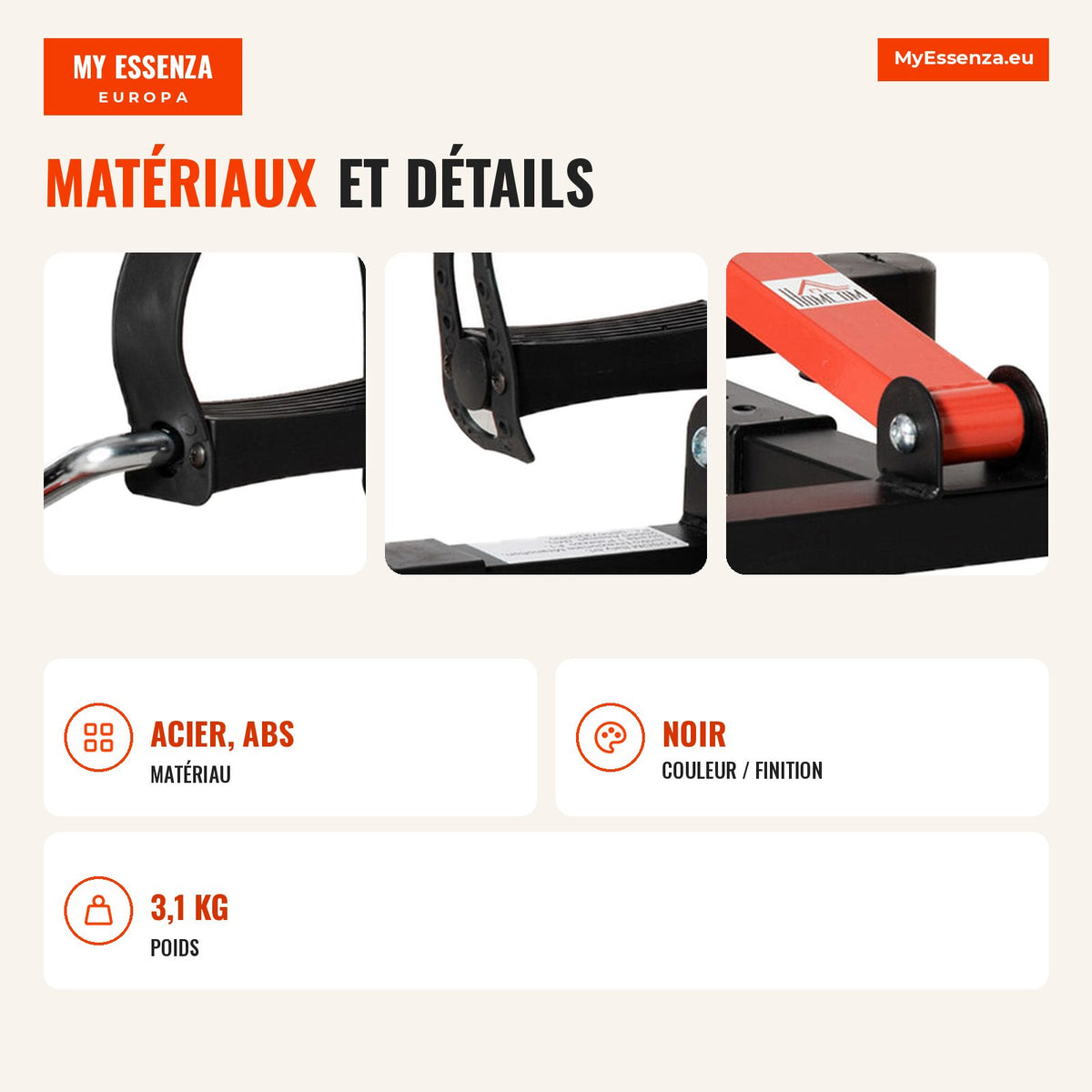 Adjustable Mini Exercise Bike with LCD Screen for Arms & Legs 33-43x40x24.5-34.5 cm Black HOMCOM — Infografia FR (materiais e detalhes)