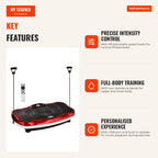Vibrating Platform with LED Display Adjustable Speed USB Music Remote Control and Elastic Rope for Home Training 78x45x1 — Infografia EN (vantagens)