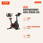 Exercise Bike with LCD Screen, Adjustable Seat and Handlebar, 4 kg Flywheel and Bottle Holder 93x48.5x102-112 cm Red and — Infografia FR (medidas)