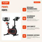 Exercise Bike with LCD Screen, Adjustable Seat and Handlebar, 4 kg Flywheel and Bottle Holder 93x48.5x102-112 cm Red and — Infografia FR (vantagens)