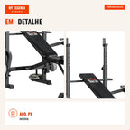 Multi-functional Weight Bench Adjustable 6 Positions Full Body Workout Gym Home 150kg 180x134x200cm Silver and Black — Infografia PT (detalhe)
