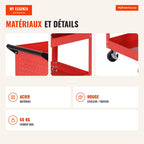 Tool Trolley Workshop Cart with 3 Trays and Drawer Red 82x35x76 cm — Infografia FR (materiais e detalhes)