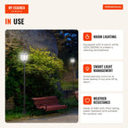 Solar Lamp with Solar Panel Garden Lamp with 6 LEDs 6-8 Hour Autonomy Ø26x177 cm Black — Infografia EN (em utilização)