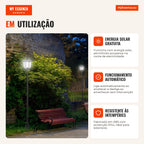 Solar Lamp with Solar Panel Garden Lamp with 6 LEDs 6-8 Hour Autonomy Ø26x177 cm Black — Infografia PT (em utilização)