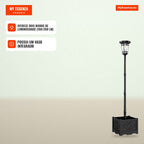 Candeeiro Solar Luminária de Poste com Vaso 195 cm Exterior Lanterna de Jardim com 2 Níveis de Luminosidade Controle de  — Infografia PT (em uso)