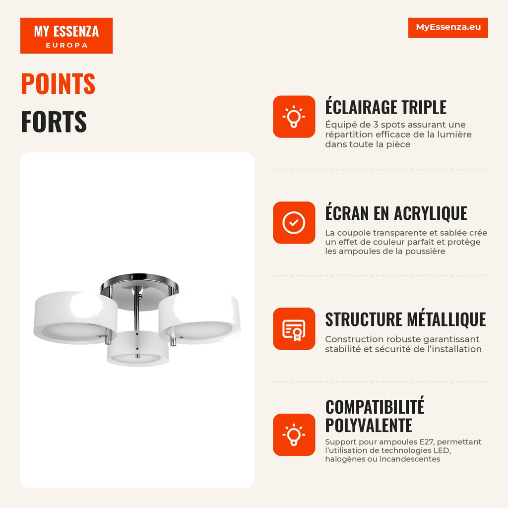 Modern Ceiling Light Pendant Lamp with Acrylic Shade and E27 Bulb Holder for Living Room Bedroom Dining Room Ø64x20 cm W — Infografia FR (vantagens)